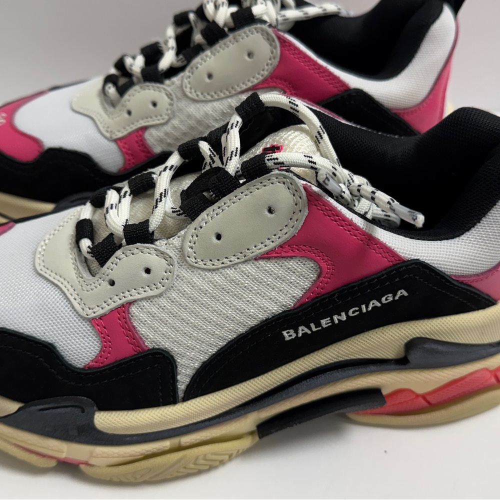 Balenciaga Women's Sneakers in Pink, Black, and White
